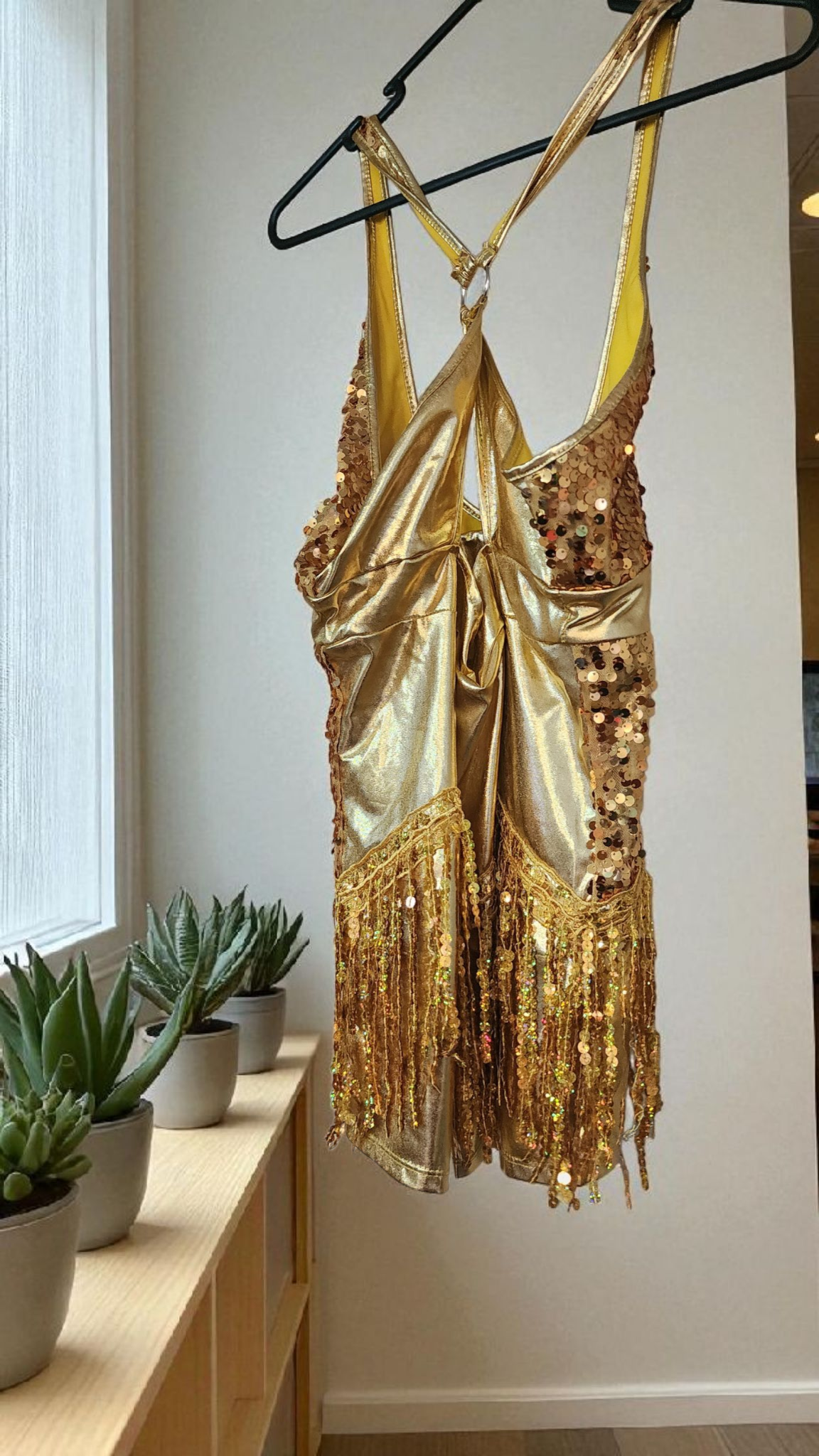 Gold dance romper