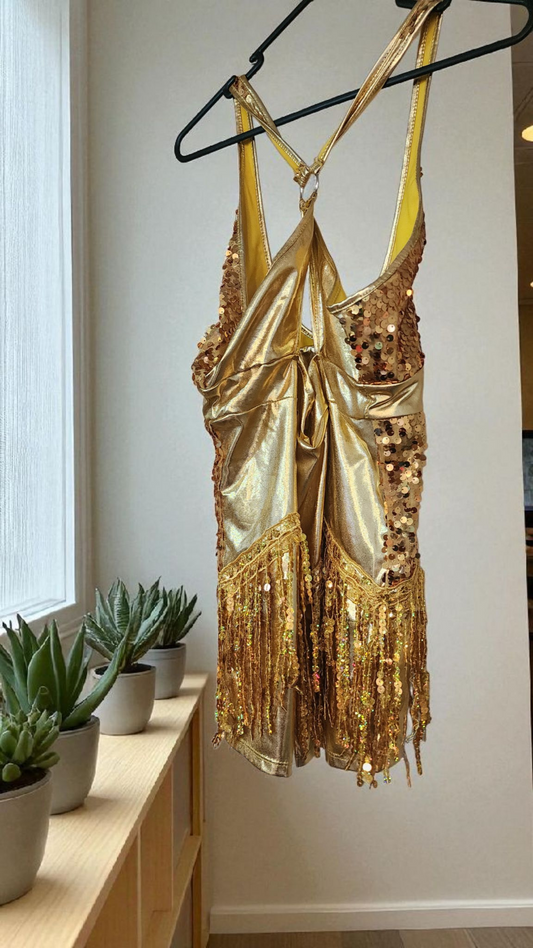 Gold dance romper