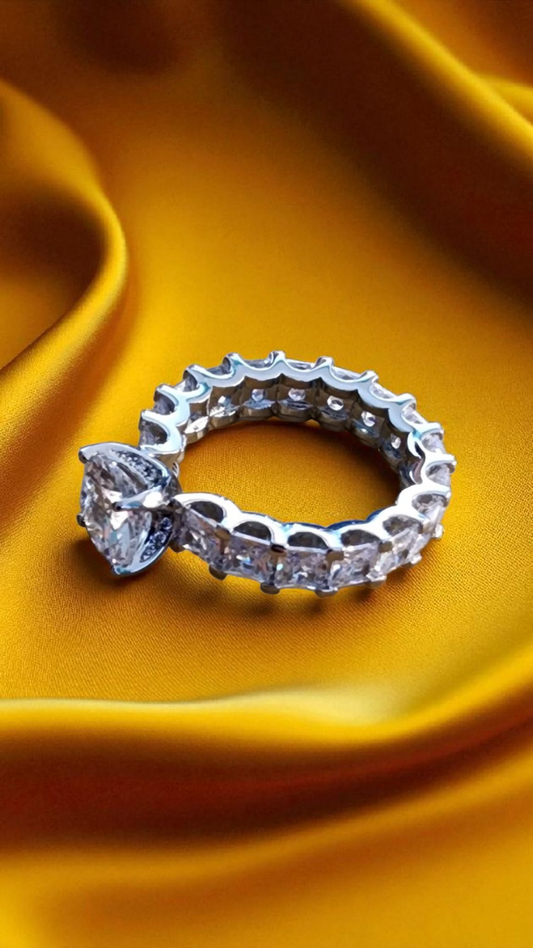 3 Ct Round Cut Moissanite Stone Engagement Wedding Ring 925 Sterling Silver